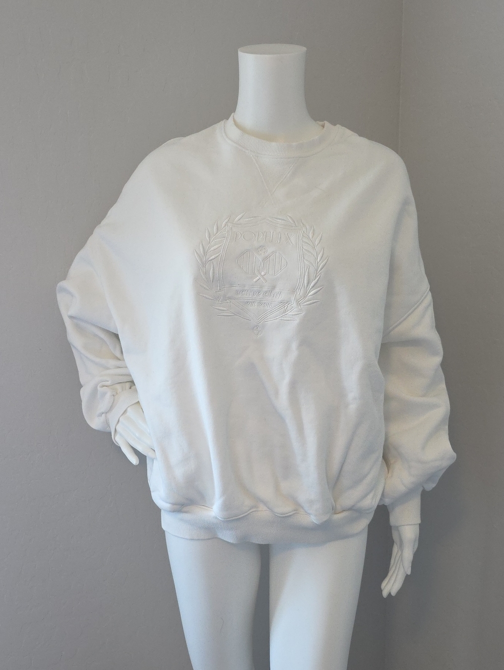 POPFLEX White Embroidered Crest Sweatshirt